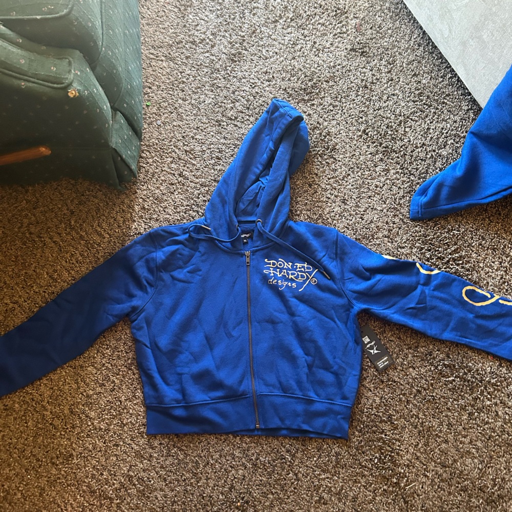 Ed Hardy Blue Zip-Up Hoodie